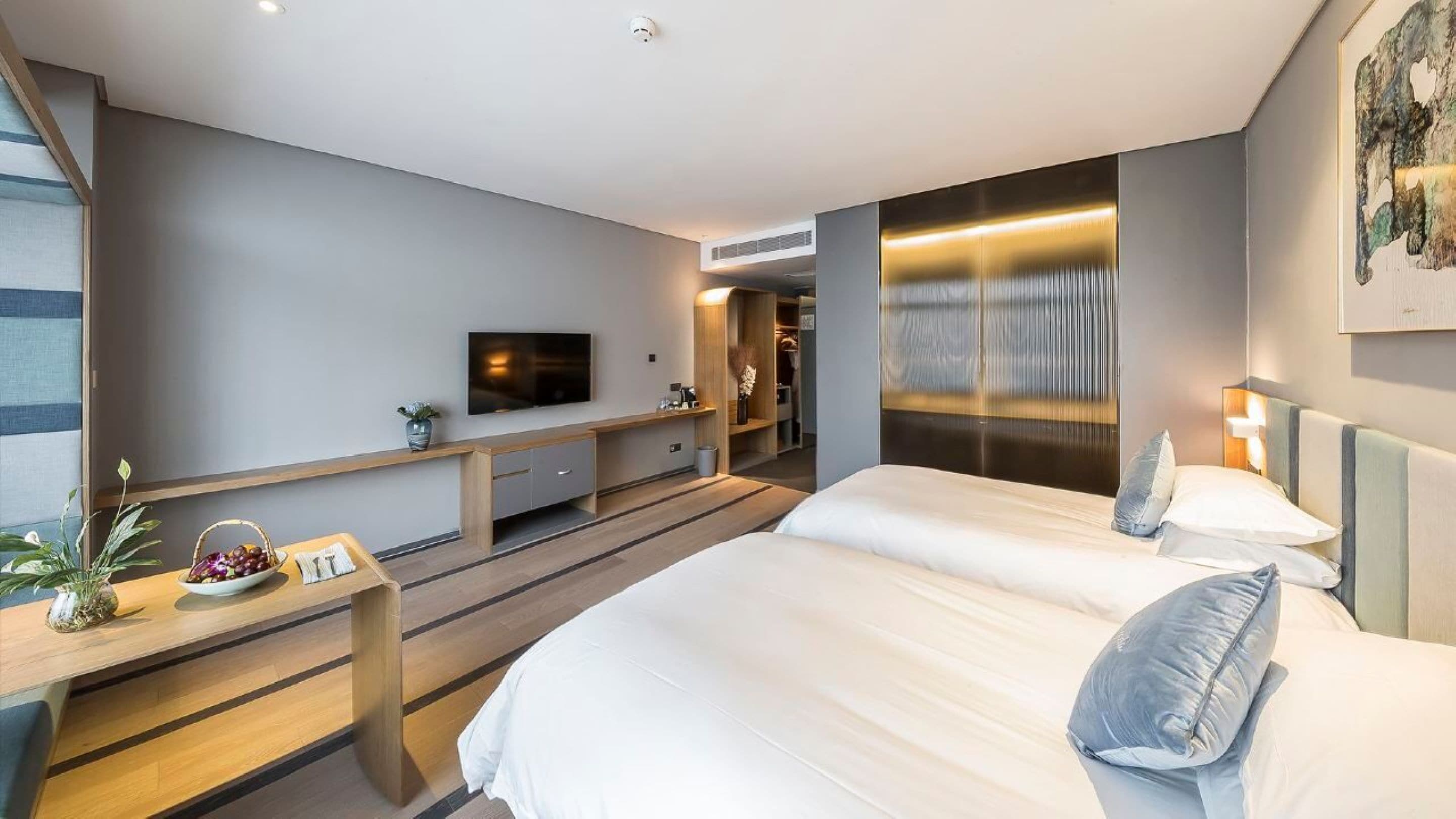 Quarto duplo luxo | Roupas de cama premium, edredons de pluma, camas com colchões pillow-top