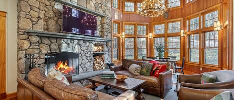 Smart TV, fireplace, video games, table football
