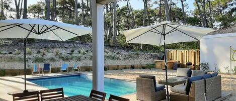 Piscine extérieure, piscine chauffée