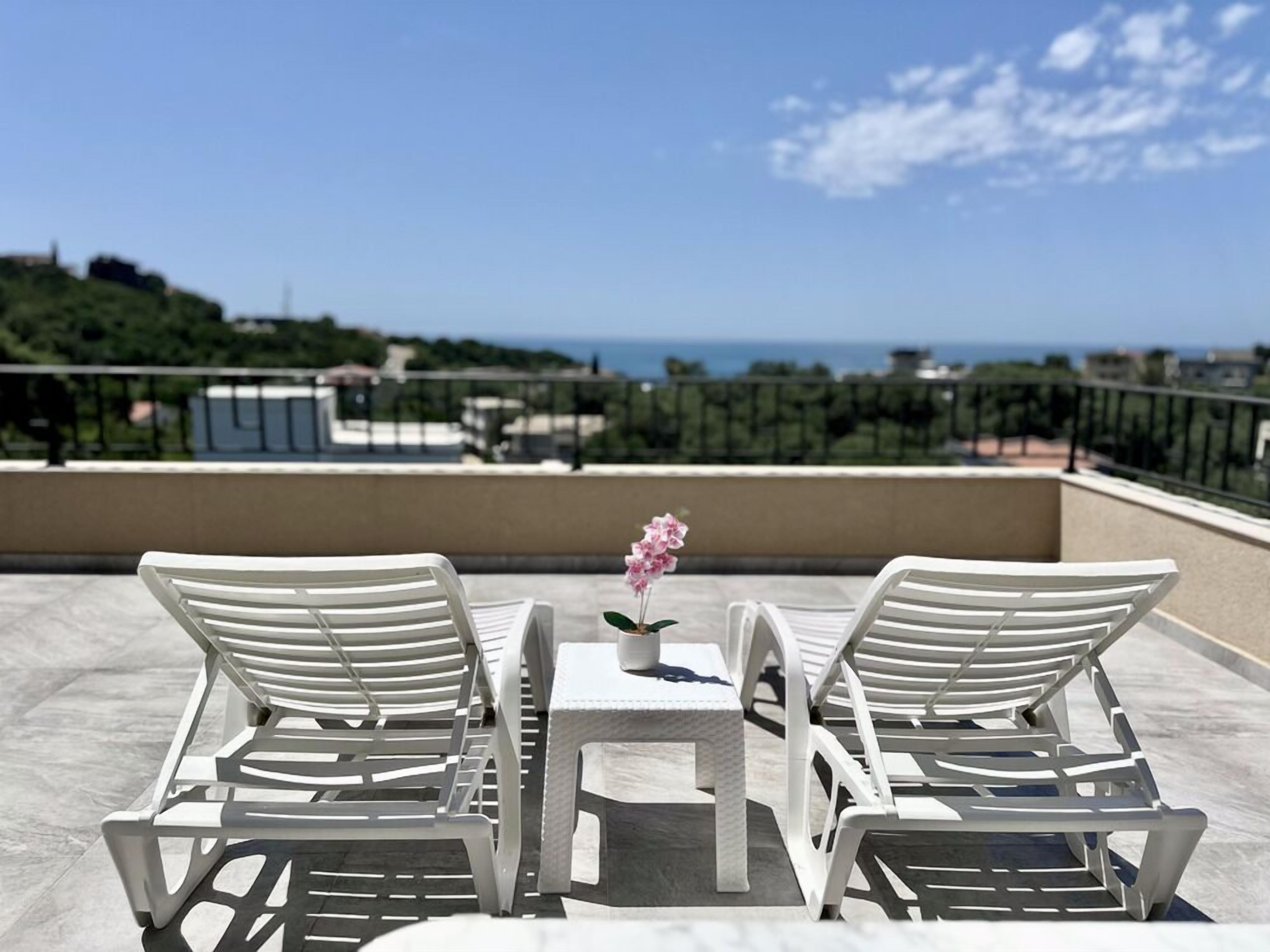 Panoramic Apartment, Kitchen, Sea View | Terrace/patio