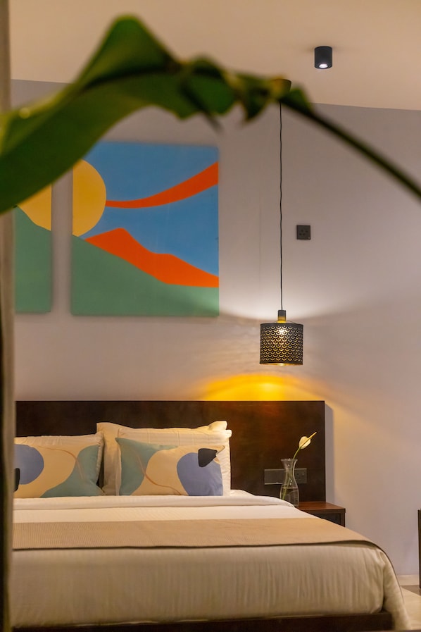 Habitación doble estándar, vista al jardín | Sábanas de algodón egipcio y ropa de cama de alta calidad 