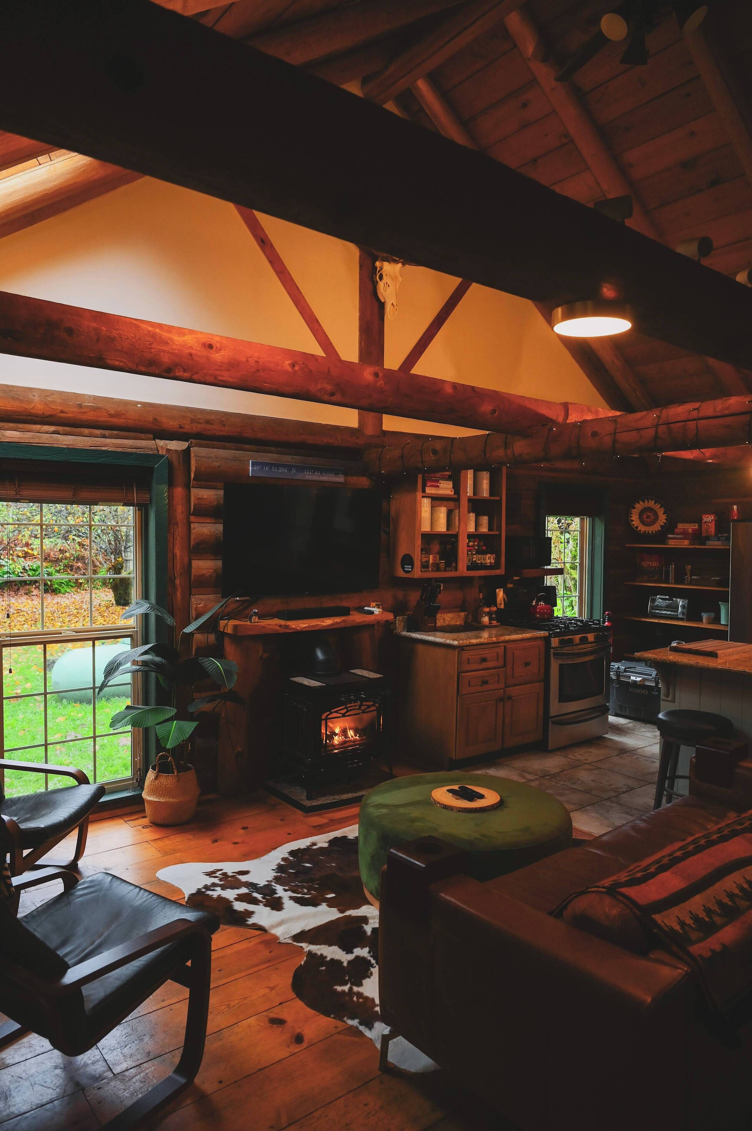 TV, fireplace, offices