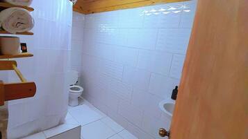 Shower, towels, soap, shampoo