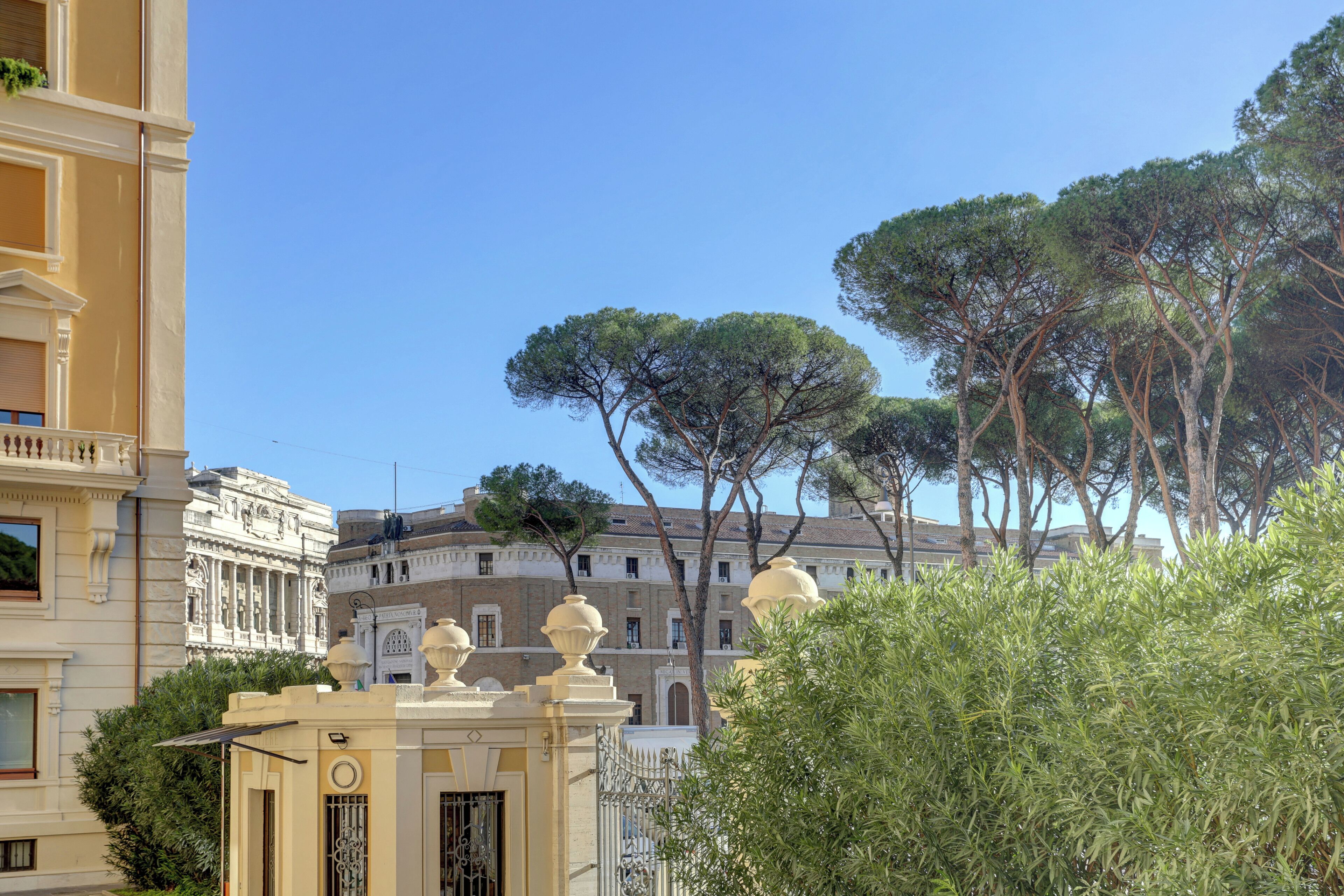 A historic building with classical architecture, including columns and decorative elements.