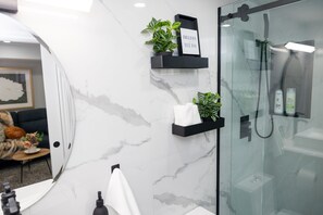Haartrockner, Handtücher, Seife, Shampoo