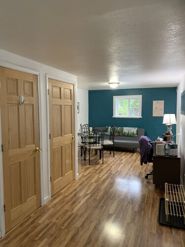 Walk to see salmon in Bear Creek.  The entire bottom floor is your apartment.  