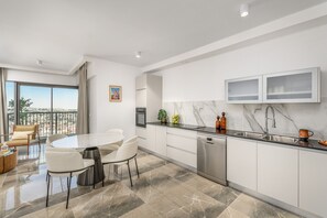 Fridge, microwave, oven, dishwasher