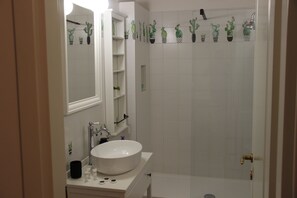 Hair dryer, bidet, towels, soap