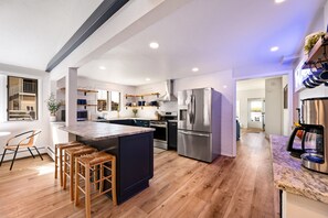 Fridge, microwave, oven, stovetop - The Deckhouse | Water Views, Walk Downtown, Sauna (Fish Creek)