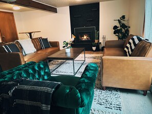 Smart TV, fireplace, table football, ping pong