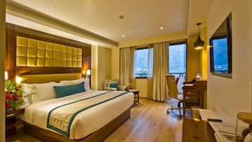 Premium bedding, memory foam beds, in-room safe, desk