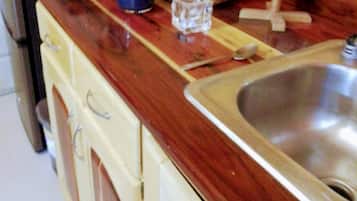 Fridge, microwave, coffee/tea maker, toaster