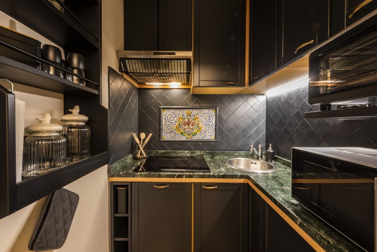 Fridge, microwave, oven, dishwasher