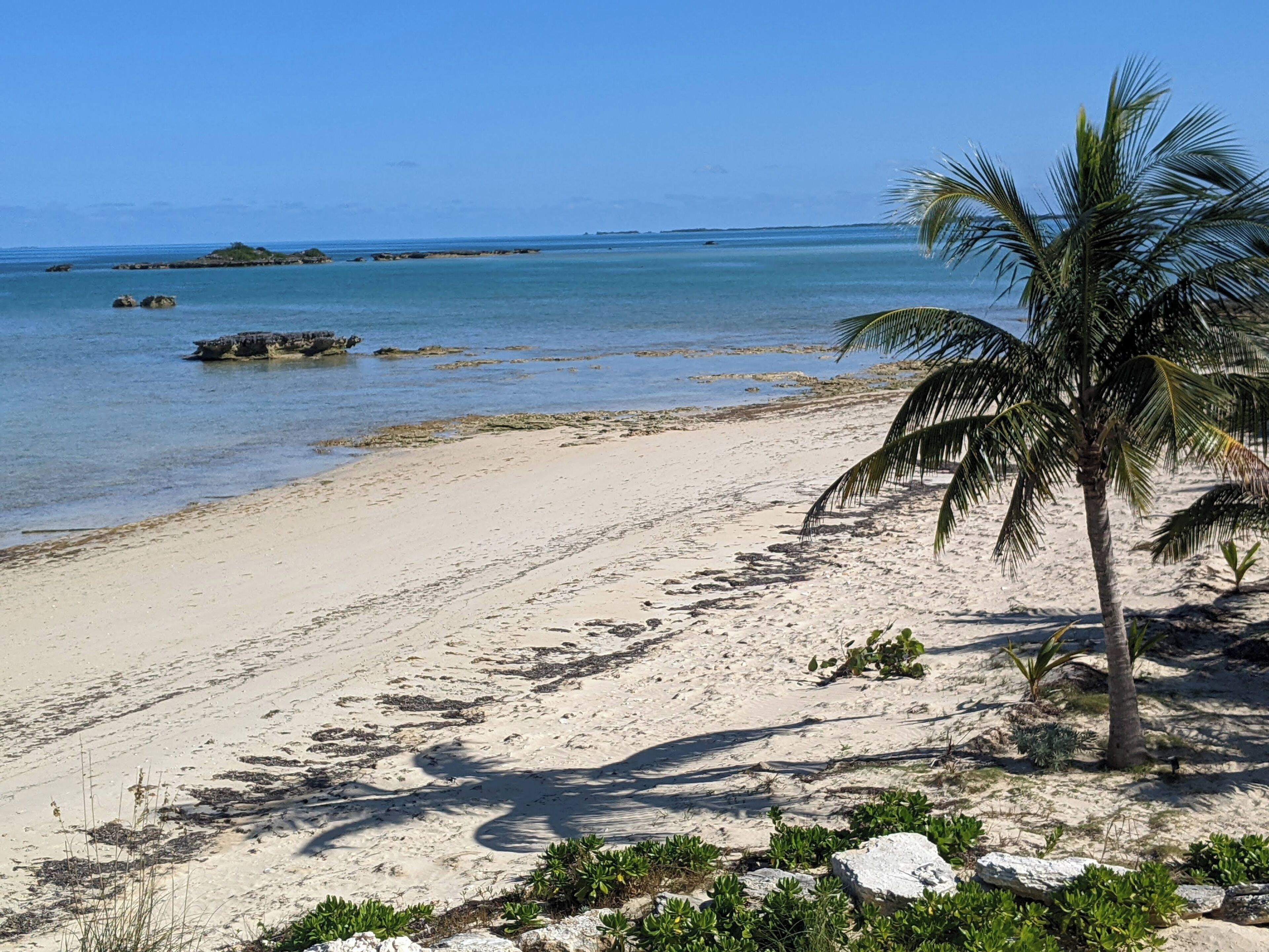 On the beach, sun loungers, beach towels