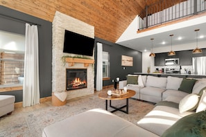 Smart TV, fireplace, video games