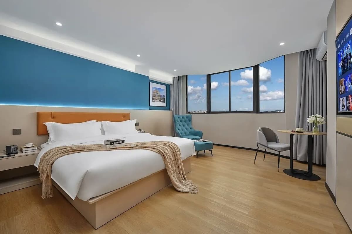 Desk, blackout curtains, iron/ironing board, free WiFi