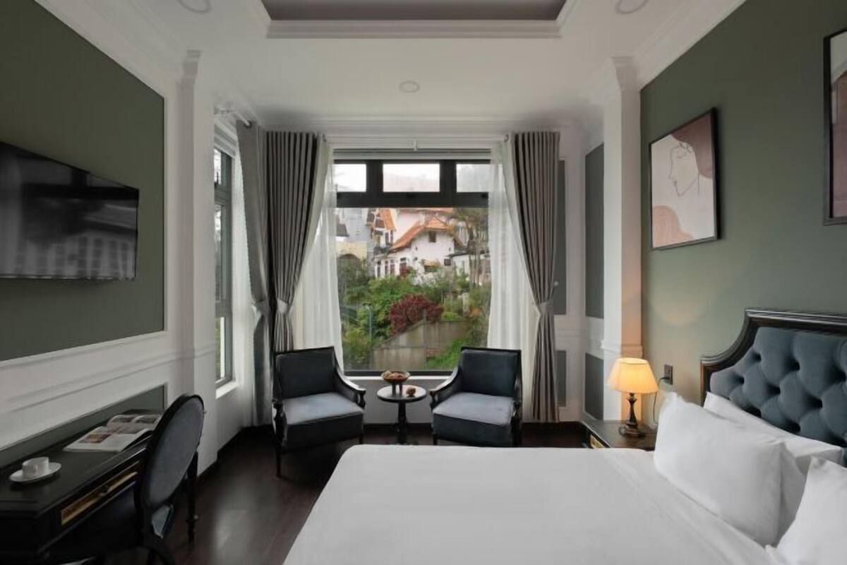 Premium bedding, down duvets, memory-foam beds, desk