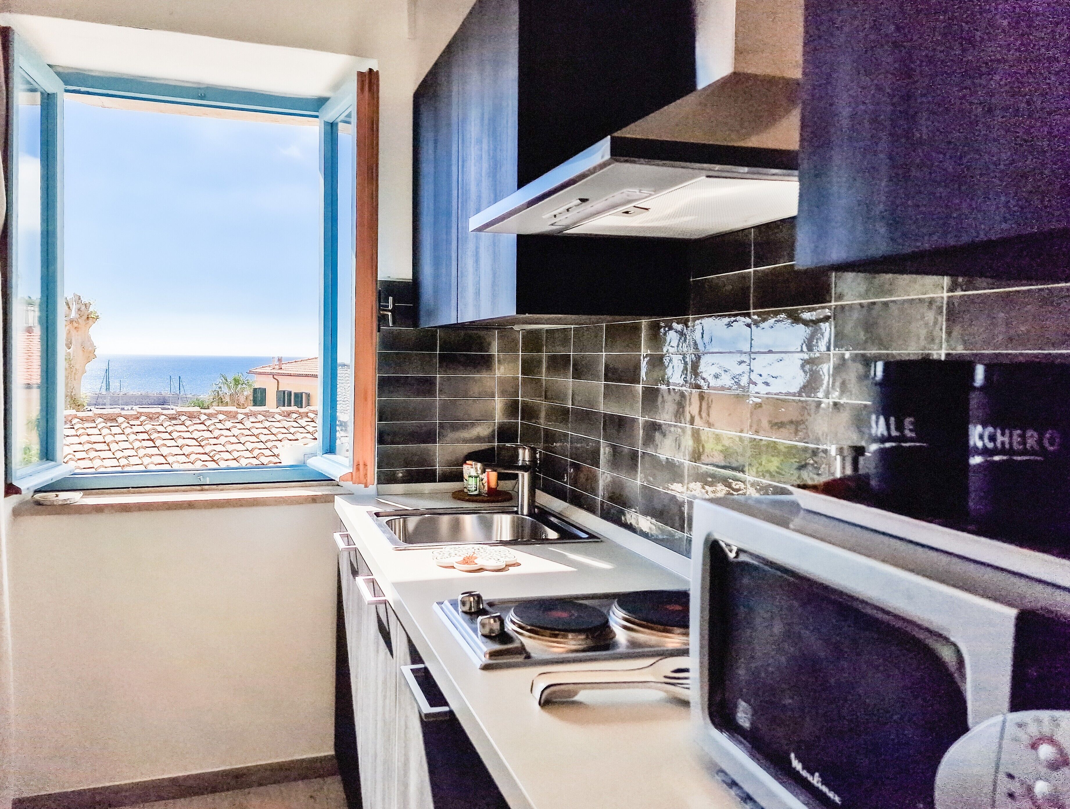 Fridge, microwave, stovetop, high chair