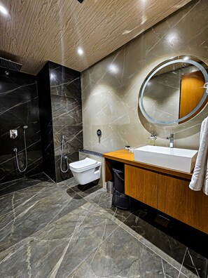 Superior Room | Bathroom | Shower, hydromassage showerhead, designer toiletries, hair dryer - Hotel S Crown Somnath  (Veraval)