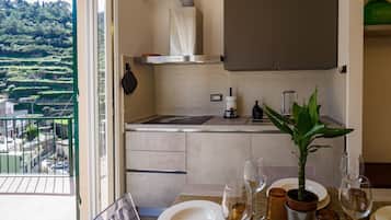 Kühlschrank, Mikrowelle, Herdplatte, Geschirrspüler