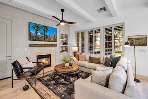 TV, fireplace, offices
