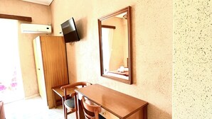 Standard Double Room, Kitchen, Partial Sea View | Desk, laptop workspace, soundproofing, iron/ironing board (on request) - Oelia Rooms & Apartments  (Aegina)