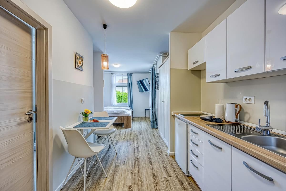 Family Studio (Apartments Jantar Studio 1) | Private kitchen | Fridge, stovetop, electric kettle, cookware/dishes/utensils