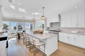 Fridge, microwave, oven, stovetop - Dunecrest 6 by Wild Dunes, Luxury Oceanfront Home (Isle of Palms)