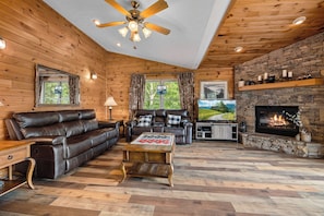 Smart TV, fireplace, video games