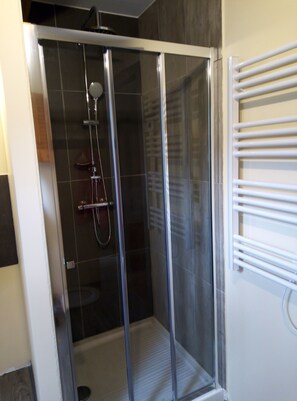 Douche, séchoir à cheveux, papier de toilette