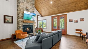 TV, fireplace - Pool Me Once: Dive Headfirst into Your Perfect Smoky Mountain Getaway! (Sevierville)