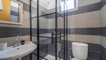 Dusche, Regendusche, Haartrockner, Handtücher