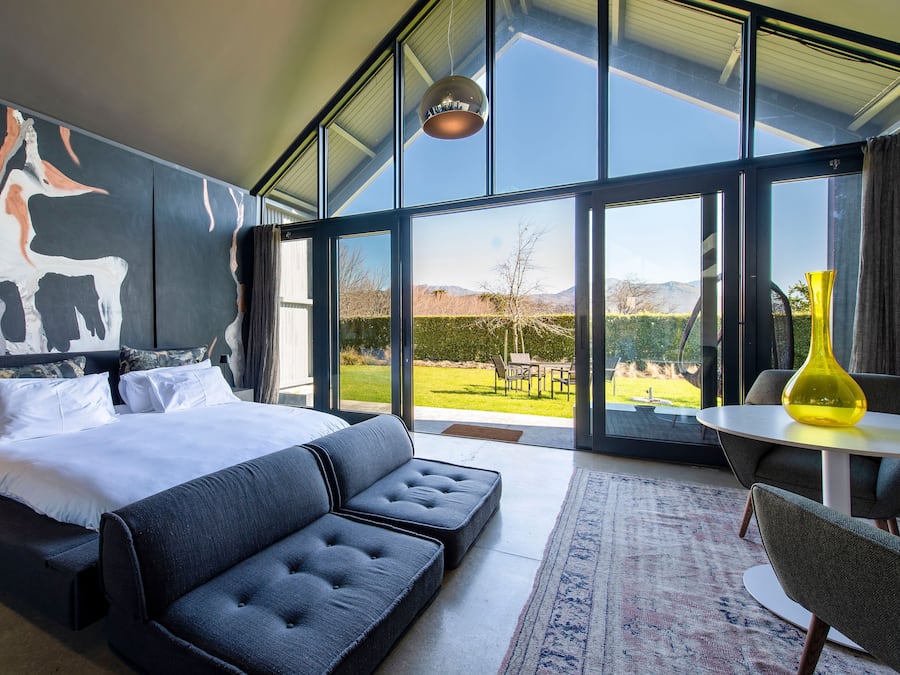 Quarto casal design, varanda, vista para a montanha | Roupas de cama antialérgicas, frigobar, ferros/tábuas de passar roupa