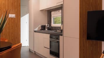 Fridge, microwave, high chair