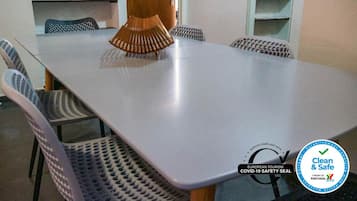 Fridge, microwave, oven, toaster