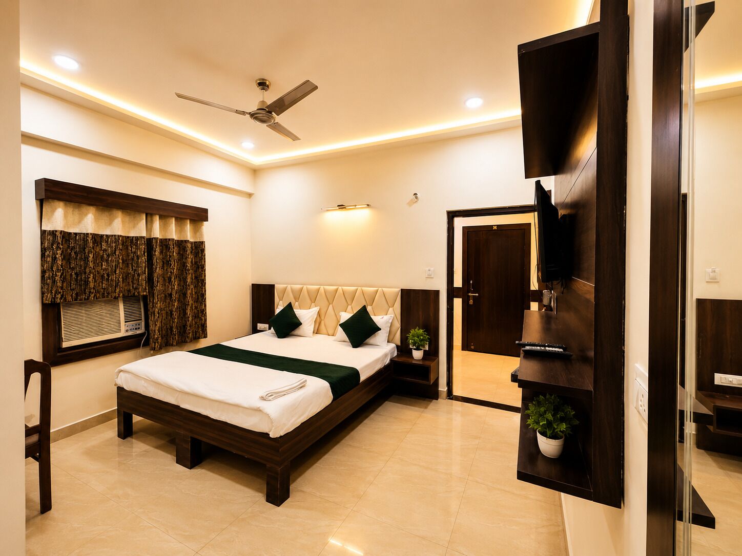 Budget AC Room | In-room safe, desk, laptop workspace, blackout drapes
