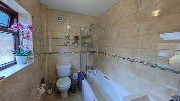House | Bathroom | Combined shower/tub, deep soaking tub, hair dryer, towels