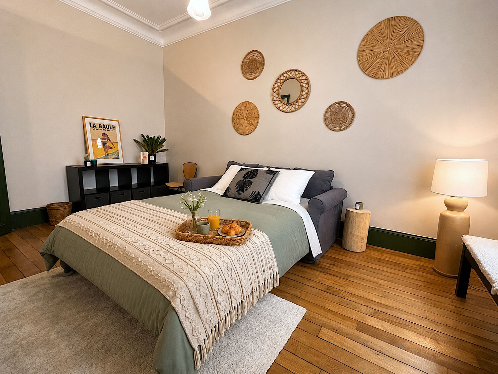 2 bedrooms, in-room safe, soundproofing, iron/ironing board