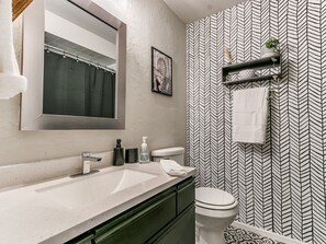 Secador de cabelo, toalhas de banho, papel higiênico