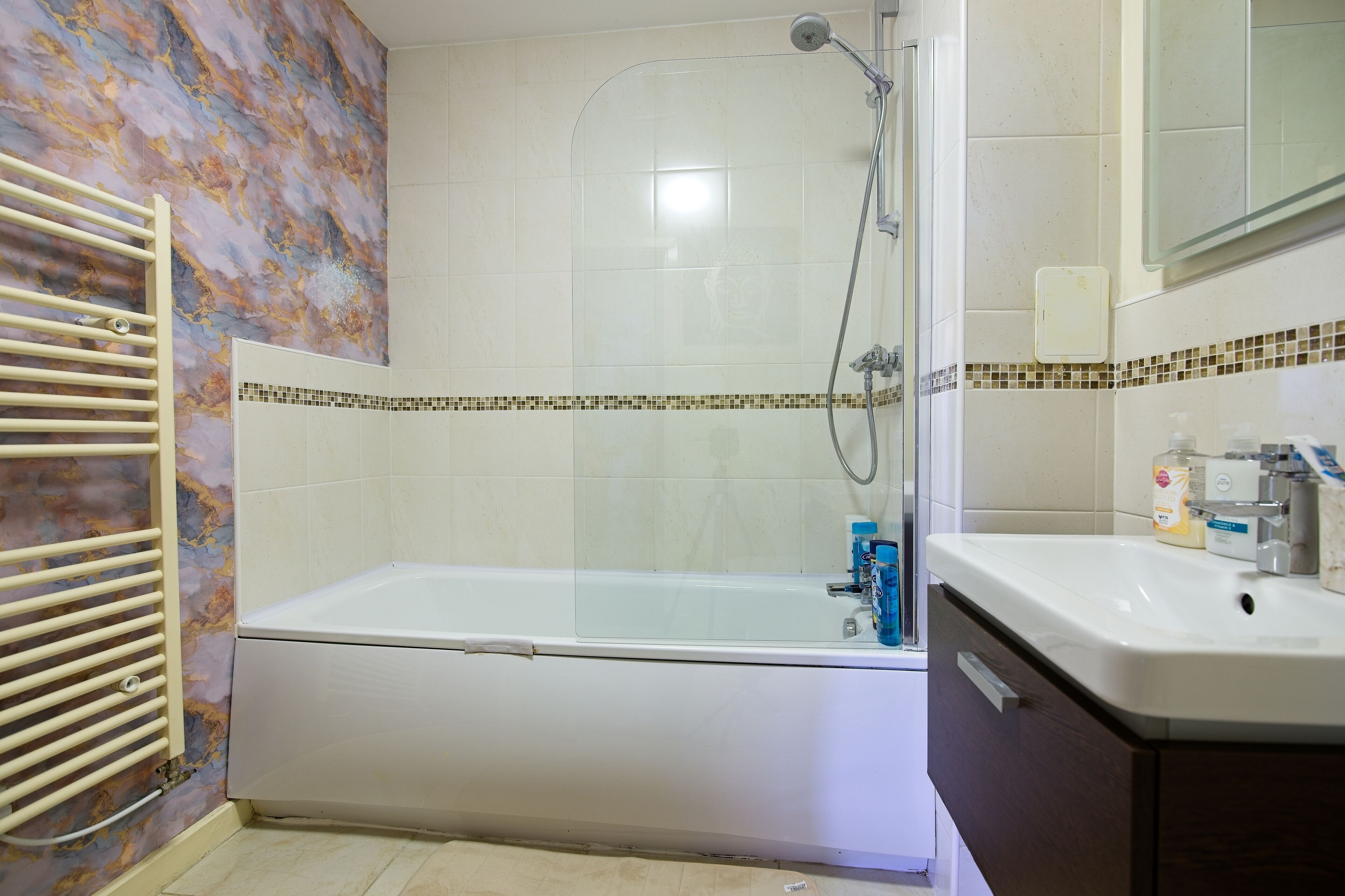 Apartment | Bathroom | Separate tub and shower, deep soaking tub, towels, toilet paper