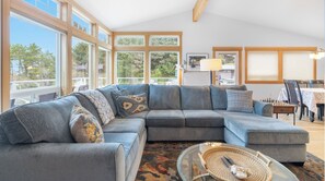 Smart TV, fireplace, DVD player, books