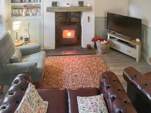 Televisión y chimenea 