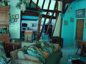 TV, DVD player, books, stereo - Authentique Cottage Bohème Zen Parc 1ha de Nature en Landes D'armagnac (Lacquy)