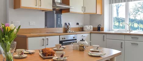 Dishwasher, high chair, cookware/dishes/utensils