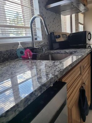 Fridge, microwave, oven, dishwasher