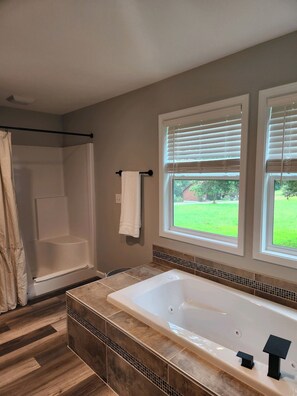 Shower, jetted tub, hair dryer, towels - 3-bedroom home in Golden Mo. with AC, WiFi. Nice yard.Close to Lake & boat ramp (Golden)