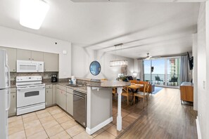 Fridge, microwave, oven, stovetop - Ultimate Beachfront Condo Sleeps 10! Free Activities! Summer Deals! (Panama City Beach)