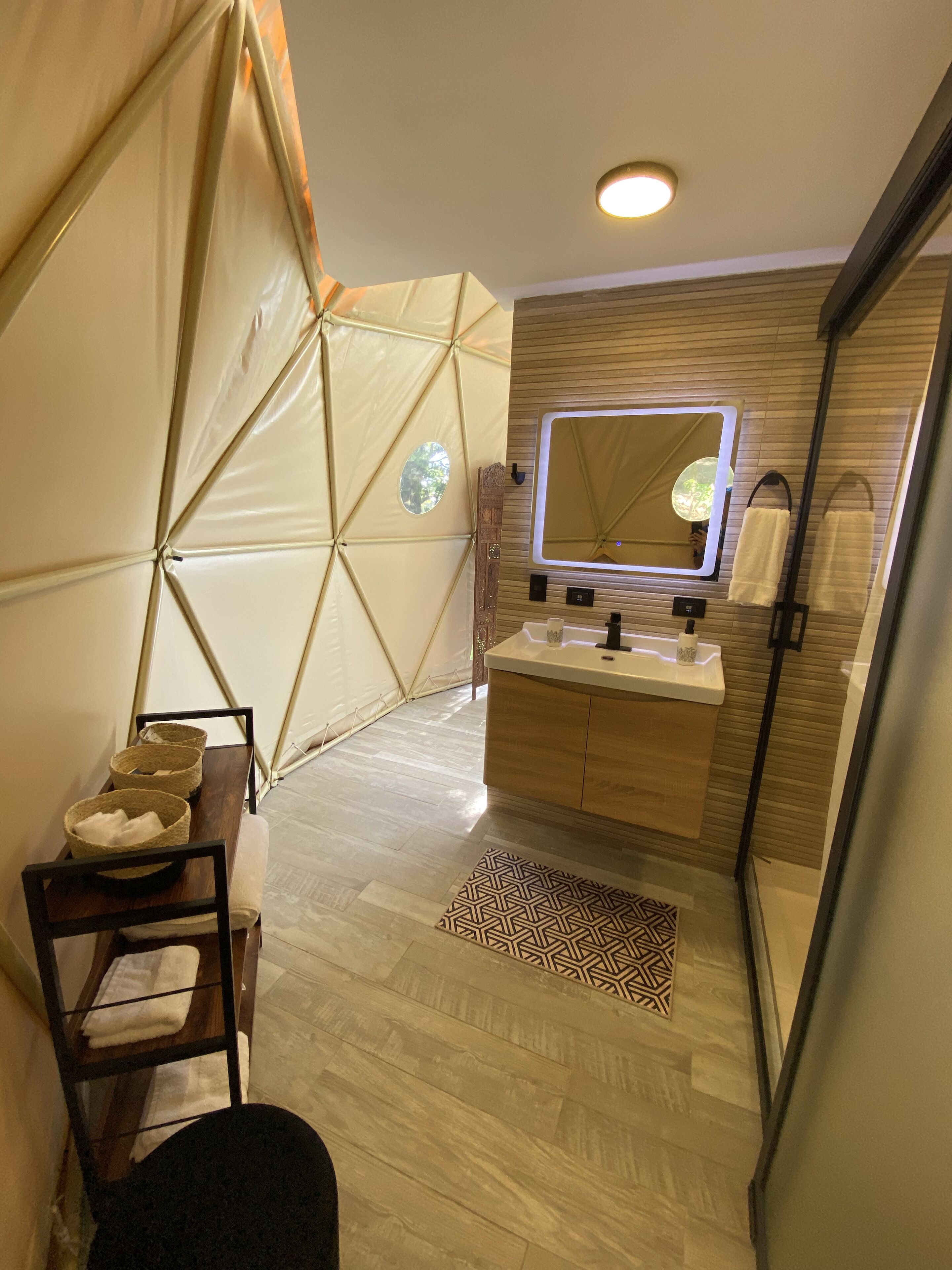 Honeymoon Tent, 1 King Bed, Terrace, Mountain View | Bathroom | Shower, rainfall showerhead, free toiletries, hair dryer