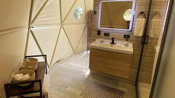 Honeymoon Tent, 1 King Bed, Terrace, Mountain View | Bathroom | Shower, rainfall showerhead, free toiletries, hair dryer