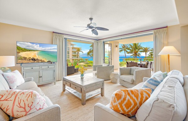 TV, DVD player, stereo - Maui Resort Rentals: Honua Kai Hokulani 250/51 – Incredible 6BR Oceanfront Gem, Over 4400 combined Sq. Ft. w/ Built-in Viking B.B.Q.! (Lahaina)